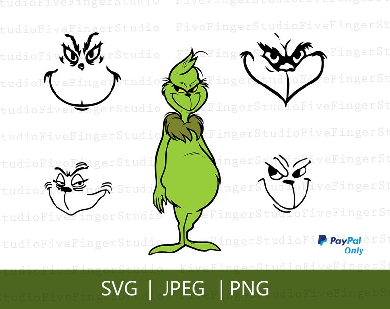 Download Christmas Grinch Face Svg Bundle | Etsy
