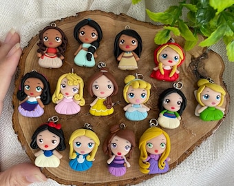 Fairy tale dolls - Princess Necklace - Princess Keychain - Polymer Clay Princess - Princess Charm - Cute Princess Gift - Princess pendant
