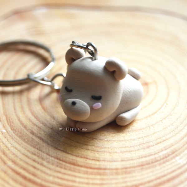 Ours en argile polymère - Porte-clés ours - Pendentif ours - Ours Kawaii - Ours Fimo - Ours miniature - Charme ours