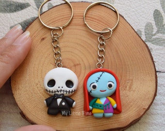 Jack Keychain - Sally Keychain - Nightmare - Jack and Sally Charm - Halloween - Christmas - Skeleton charm - Skull charm