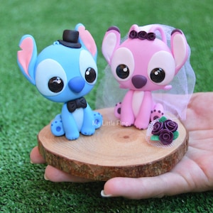 Cake topper Stitch Angel - Stitch Figure - Wedding cake decoration -  Stitch couple - Birthday Cake topper - Baby shower