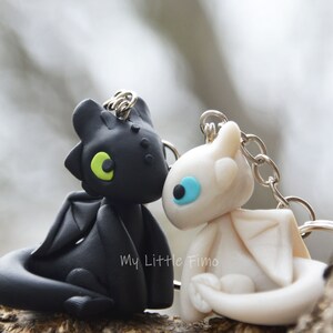 Night Dragon Keychain Light Dragon Black Dragon White - Etsy