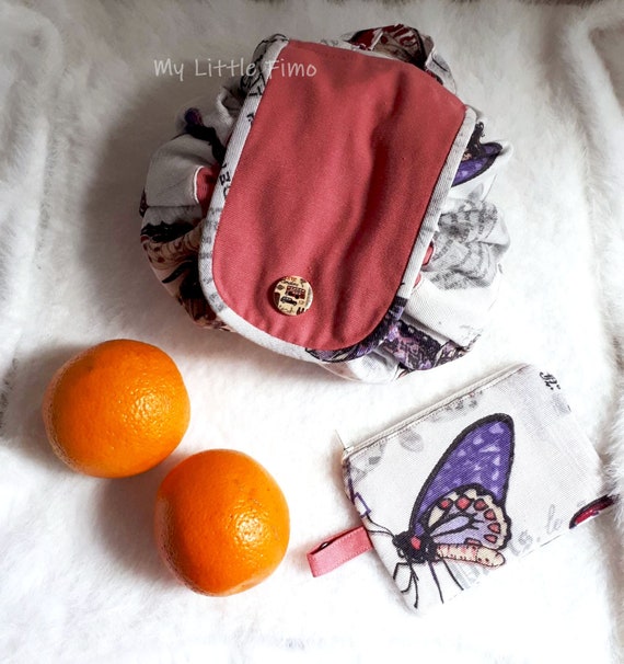 Trousse argent maquillage stylo pochette femme et papillon a fleur