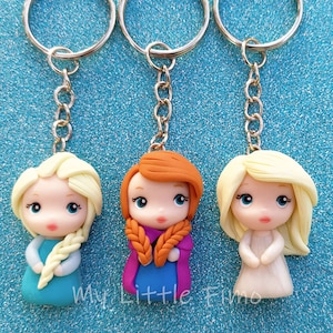 Princess Necklace - Princess Keychain - Polymer Clay Princess - Elsa - Ana - Princess Charm - Cute Princess - Ice Queen