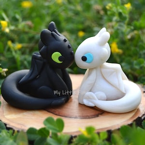 Little wedding cake topper - Dragon Couple - Dragon Figure - Night Dragon – Wedding Cake Topper - Birthday - Black Dragon