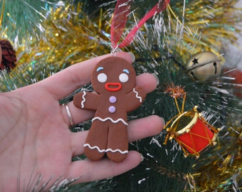 Gingerbread man ornament - Christmas ornament - Gingerbread Christmas decoration - Gingerbread man Christmas Tree - Clay