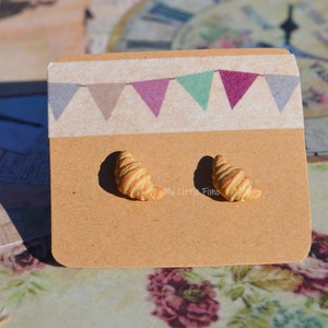 Croissant Earrings - Miniature Croissants - Stud Earrings - Polymer clay Earrings - Tiny Fakefood - Bakery Earrings
