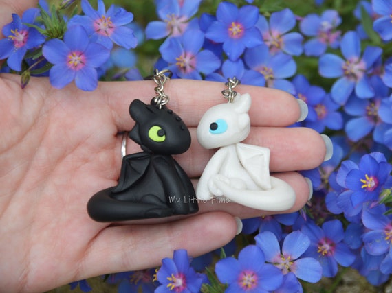 Night Dragon Keychain Light Dragon Black Dragon White Dragon