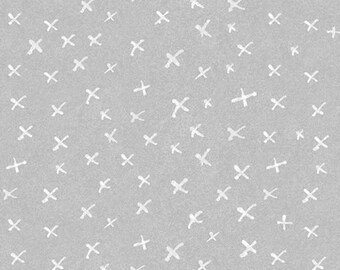 Fat Quarter - It's Raining Cats and Dogs - Criss Cross Medium Grey Fabric