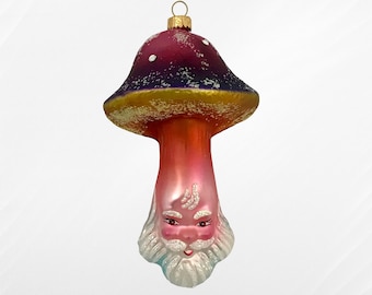 Mushroom, Santa Claus Mushroom, Christmas Tree Ornaments, Traditional Decoration, Old World Ornament, Hand Painted Glass Made in Poland
