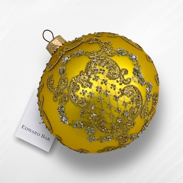 Gold Matt Ball, Ornamental, Glass Ornament, Glass Christmas Tree Decorations, Hand-Blown Glass, Modern Christmas Tree Ornaments