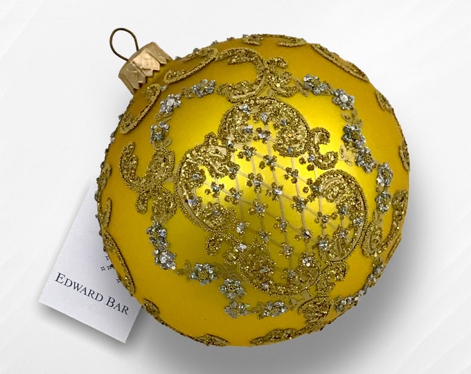 Gold Matt Ball, Ornamental, Glass Ornament, Glass Christmas Tree Decorations, Hand-Blown Glass, Modern Christmas Tree Ornaments