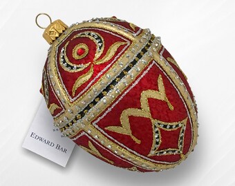 Tsar Alex Faberge egg, Christmas tree ornament, hand-blown glass ornament, Christmas decorations, Tsar egg, collectible bauble