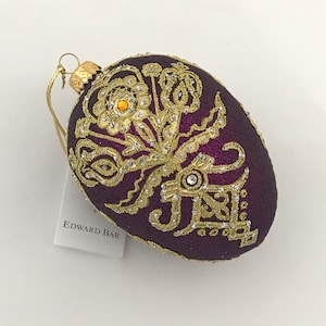 Purple Egg, Parzenica Goralska, Glass Christmas Tree Ornament, With Swarovski Crystals, Handmade in Poland,