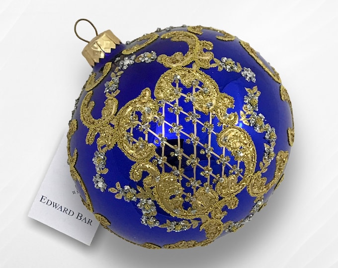 Sapphire Glossy Ball, Ornamental, Glass Ornament, Glass Christmas Tree Decorations, Hand-Blown Glass, Modern Christmas Tree Ornaments