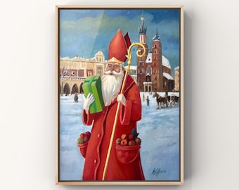 Saint Nicholas Bishop | Santa Claus in Krakow | Christmas Paintings | Original Painting