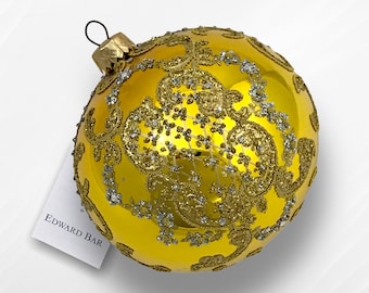 Gold Glossy Ball, Ornamental, Glass Ornament, Glass Christmas Tree Decorations, Hand-Blown Glass, Modern Christmas Tree Ornaments