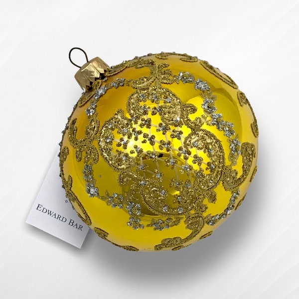 Gold Glossy Ball, Ornamental, Glass Ornament, Glass Christmas Tree Decorations, Hand-Blown Glass, Modern Christmas Tree Ornaments