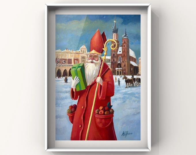 Saint Nicholas Bishop | Santa Claus in Krakow | Christmas Paintings | Original Painting