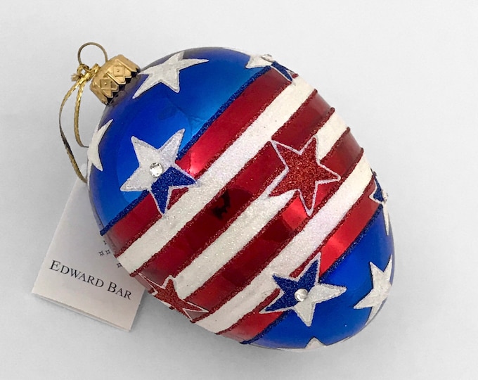 Blown Glass Eggs, American Patriotic Gifts, American Patriotic Flag, Glass Ball Ornament, Patriotic Christmas Tree Decorations