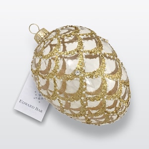Transparent Egg, Cone, Glass Christmas Ornaments with Swarovski Crystals, Handmade in Poland, Easter Eggs