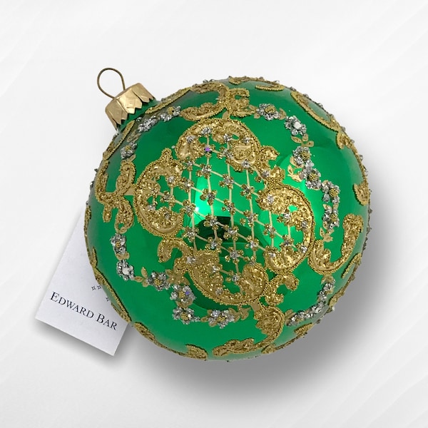 Green Glossy Ball, Ornamental, Glass Ornament, Glass Christmas Tree Decorations, Hand-Blown Glass, Modern Christmas Tree Ornaments