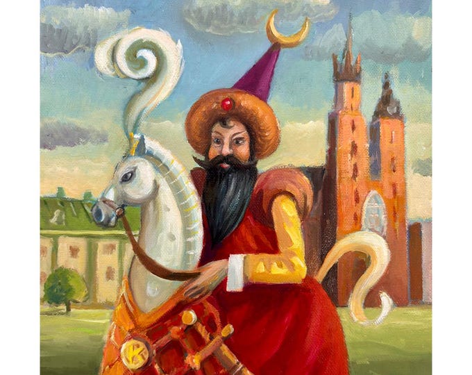Original Oil Painting | Lajkonik - Krakow Legends & Polish Culture | Unique Gift