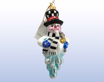 Melting snowman, glass Christmas tree decoration, hand-made in Poland, Edward Bar decorations