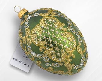 Ornamental | Christmas bauble | Hand-blown glass ornament | Christmas decorations | Olive egg