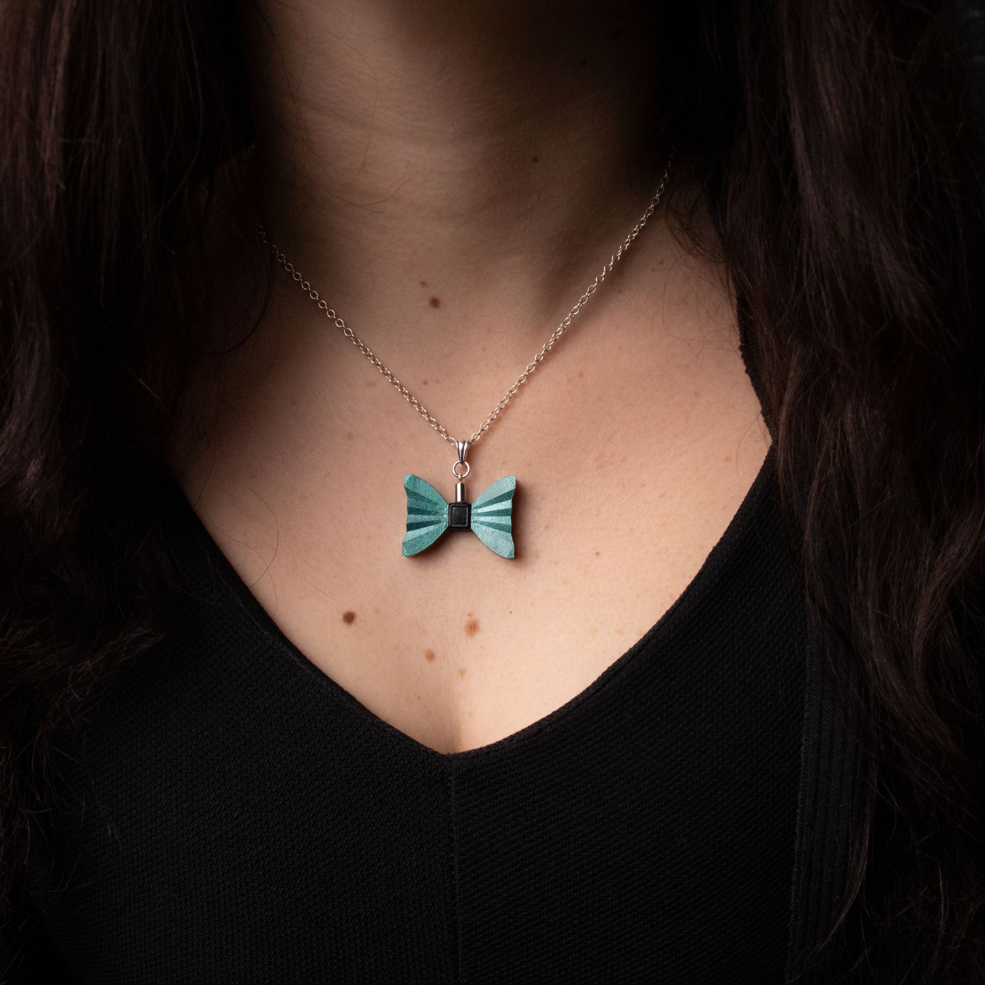 Bow tie pendant necklace Bow tie Geometric minimalist Etsy