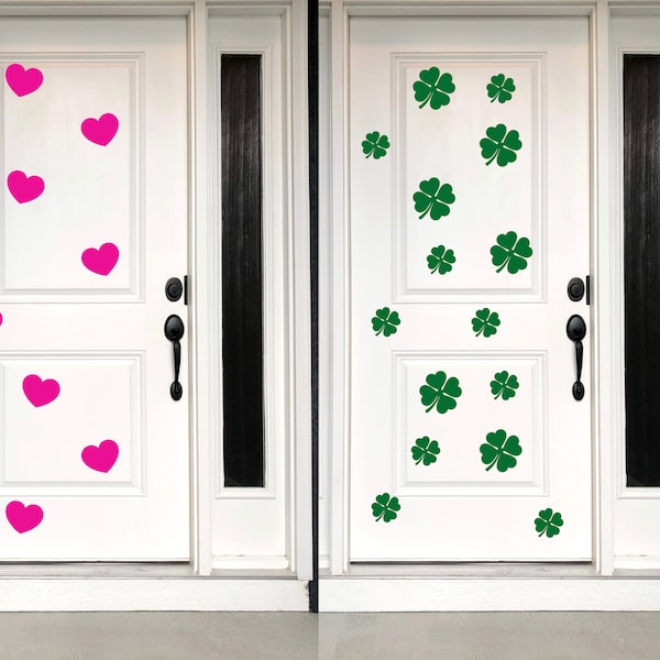 Clover & Hearts Bundle Magnet Sets for Garage Door, Magnetic Car Decal, Holiday Porch Decor, Valentine's Yard Art Decoration (Set of 16)