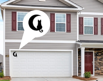 Cat in Moon Magnet for Garage Door, Magnetic Cat Car Decal, Cat Lover Gift, Halloween Cat Porch Decor, Yard Art Decoration (Various Sizes)