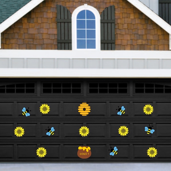 Build a Honeybee Garage Door Magnet Scene, Magnetic Bumblebee Porch Decor, Summer Garden Yard Art Decoration (Any Size)