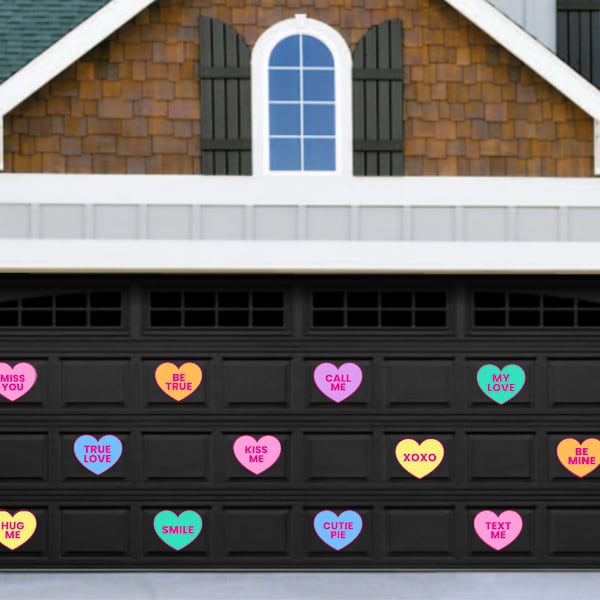 Candy Conversation Heart Magnets for Garage Door, Magnetic Heart Decal, Valentine's Day, Anniversary Porch, Yard Art Decor (Various Sizes)