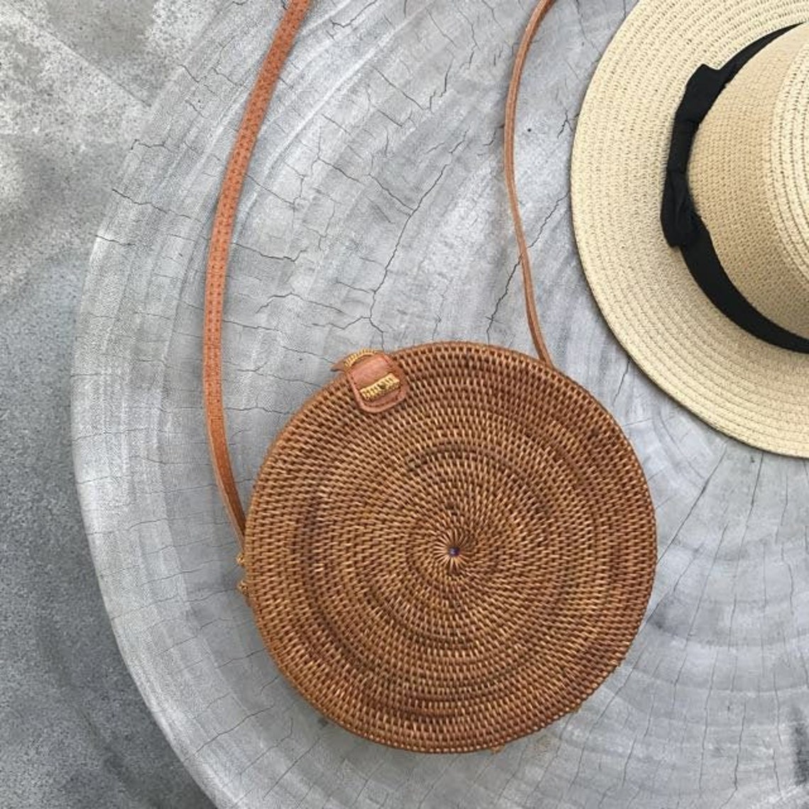 Bali Round Rattan Bag Handwoven Lombok Bag Ata Grass | Etsy