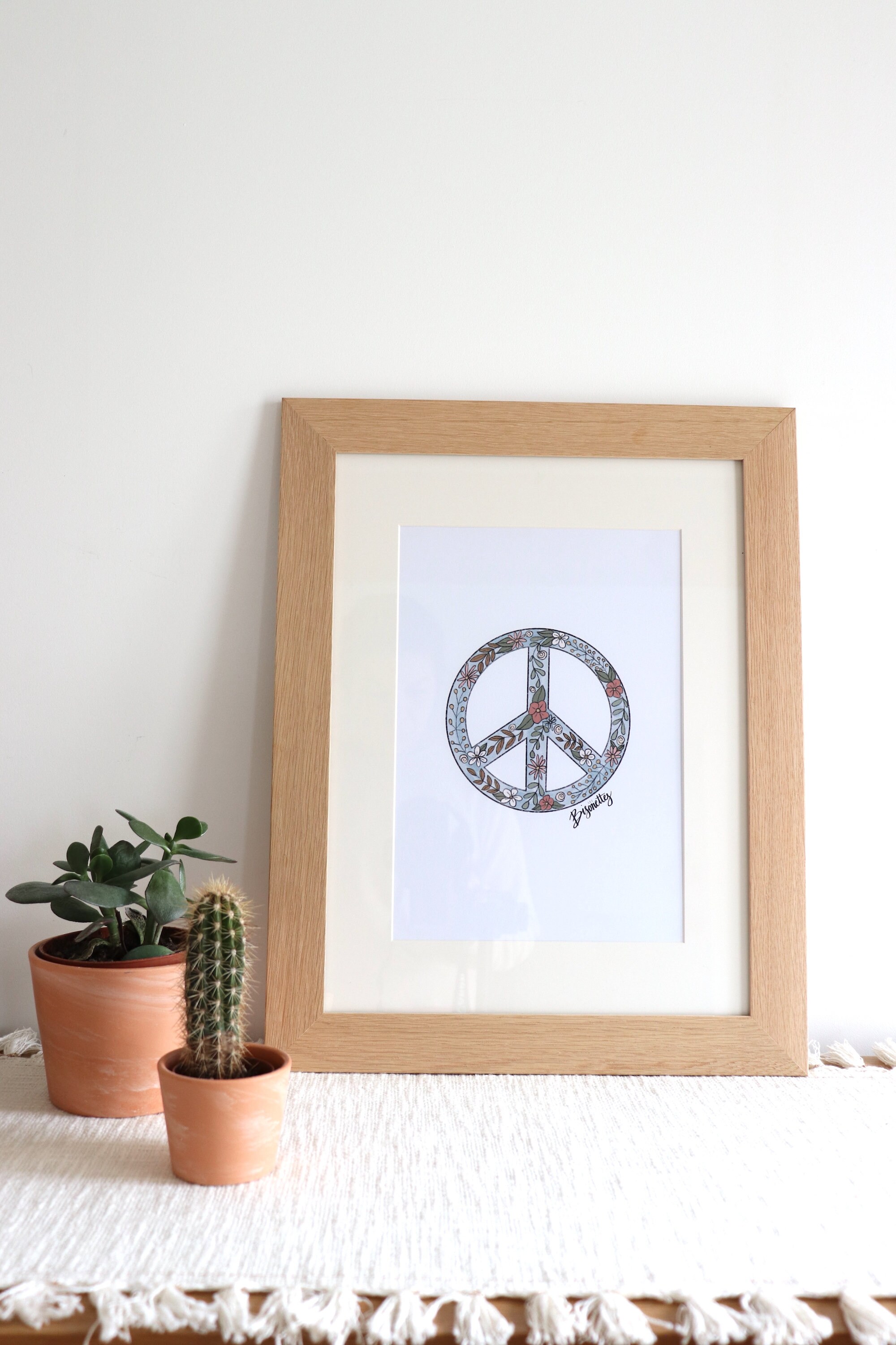 Signe de Paix Art Wall Poster Home Décor Floral Hippie Boho Chambre Décor