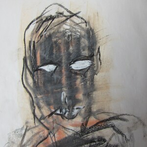 Peinture de portrait moderne art de la craie à l’huile avec carte de motivation Helloween Party Gothic art Geschenck