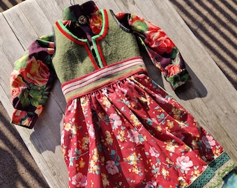 Vintage Norwegian Girls Bunad | Norwegian Folk Costume | Handmade Girls Dress | One Of A Kind Dress | Boho Girls Dress | Norwegian Clothing