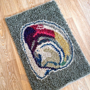 Vintage Rauma Rya Rug: Norwegian Mid-Century Wool Tapestry Art