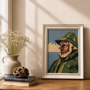 Vintage Needlepoint Fisherman - Etsy