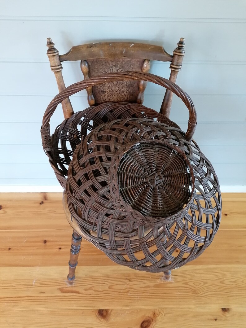 Large Antique Norwegian Handmade Knitting Basket 1800s Etsy