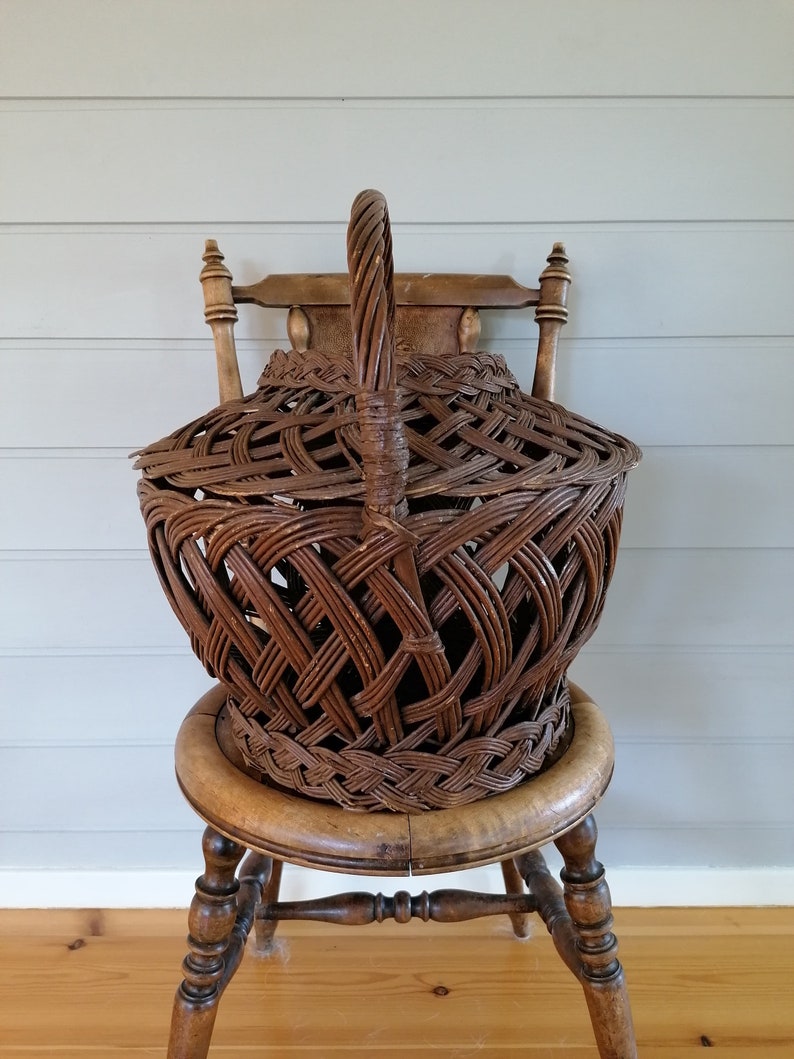 Large Antique Norwegian Handmade Knitting Basket 1800s Etsy