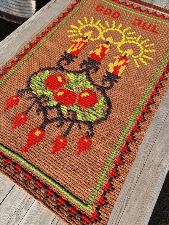 Vintage Christmas Tapestry | Vintage Swedish Christmas