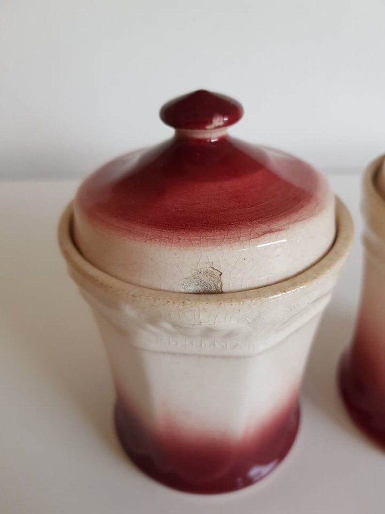 Set of 3 Antique German Porcelain Kitchen Canisters Porcelain Etsy
