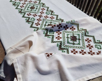 ヴィンテージ ハーダンガー刺繍テーブルクロス：ノルウェーの民芸品