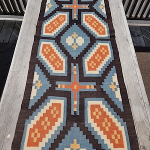 Antique Scandinavian Flat Weave Runner: Rustic Nordic Folk Art Textile
