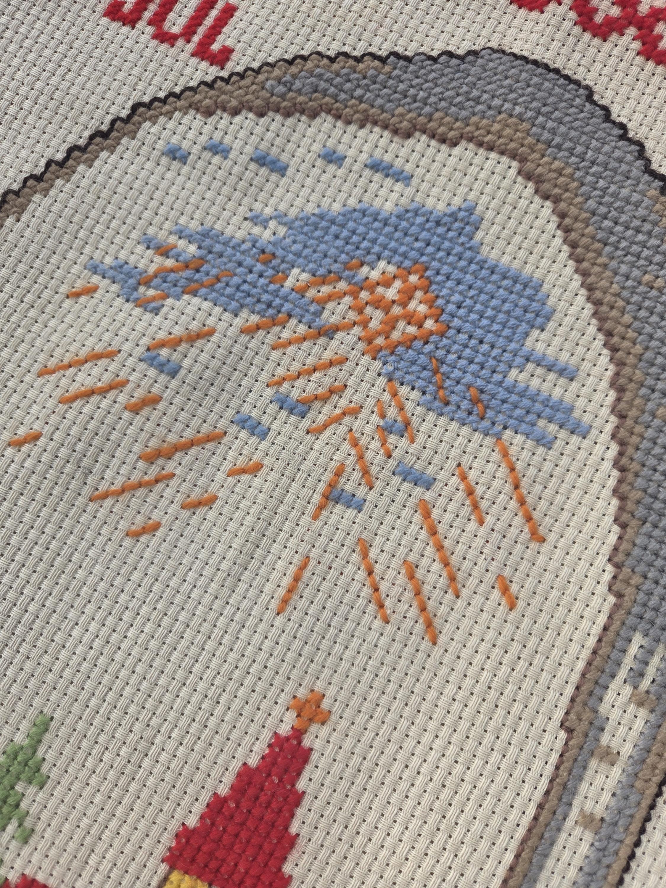 Vintage Norwegian Christmas Tapestry: God Jul Embroidered