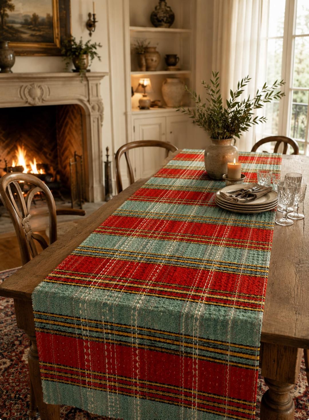Vintage Norwegian Overshot Table Runner | Large Handwoven Scandinavian ...