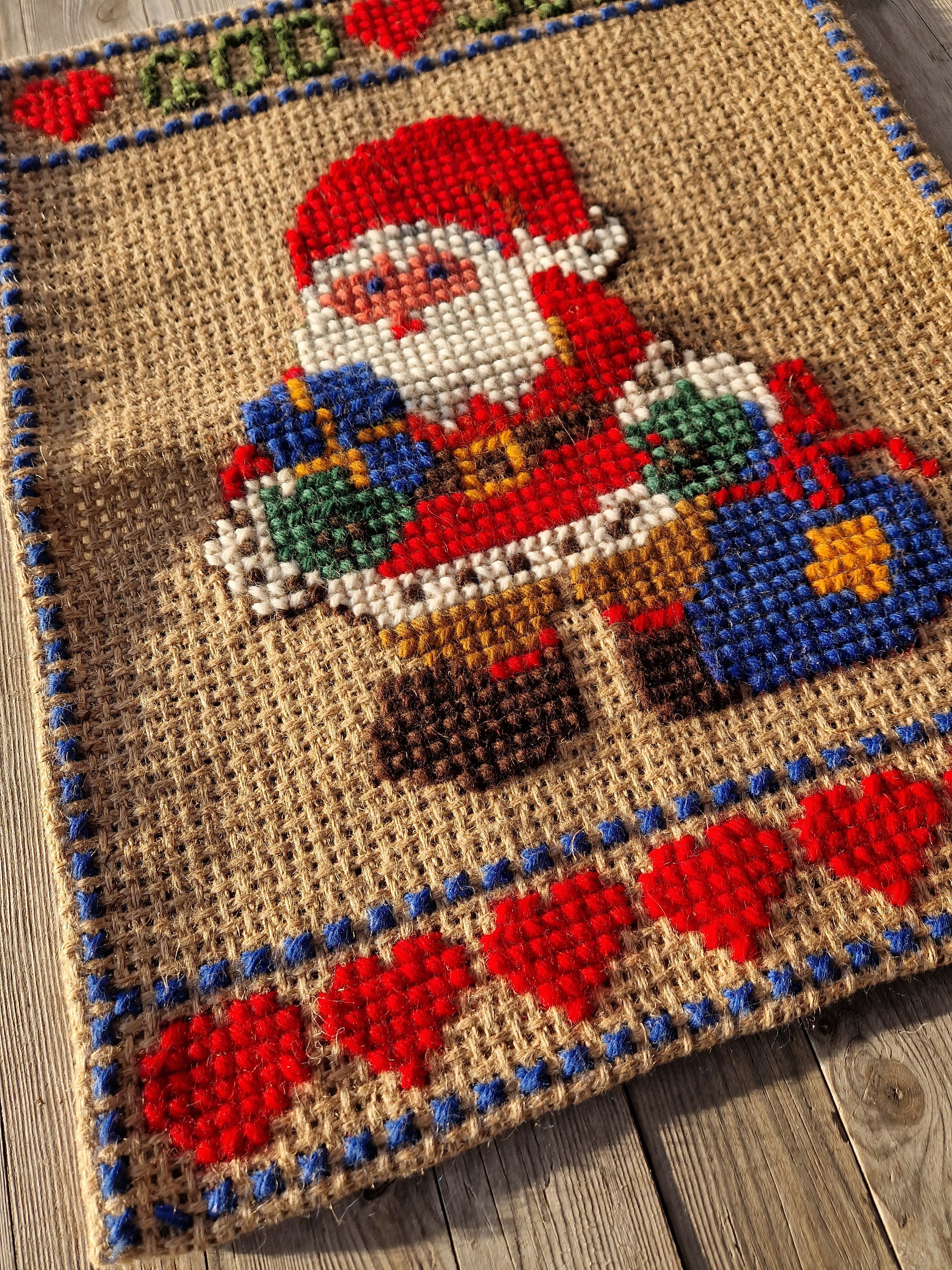 Sweden＊GOD JUL＊Christmas tapestry・* Vintage Swedish Santa Print God Jul Merry Christmas Tapestry