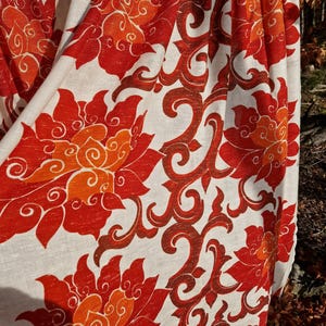 Vintage Leinen Vorhang - 1 Paar: 1970s Florales skandinavisches Design